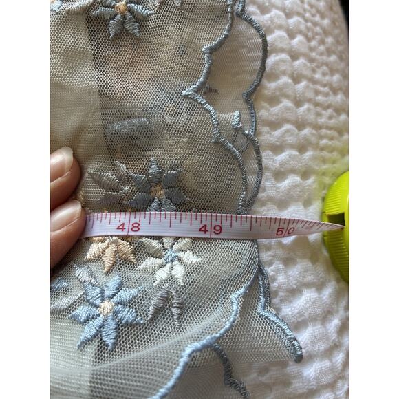 BHLDN Parsons Dress Midi Sz 6 Light Gray Floral Embroidered Mesh Fairy Wedding - Picture 15 of 15